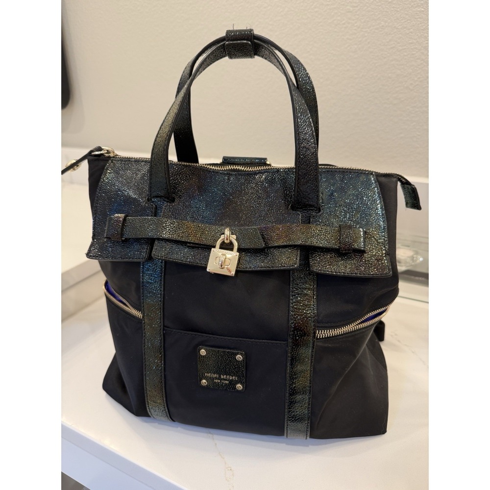 Rare Petrol Henri Bendel Black Jetsetter -  top handle, crossbody, backpack